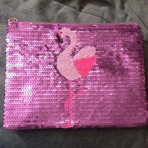 Tarte sequin flamingo makeup bag NEW